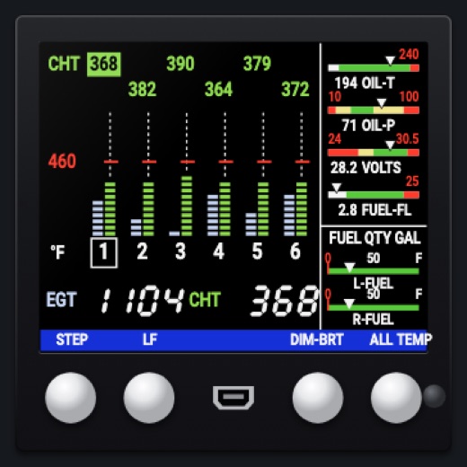 EDM 350-style engine monitor: Right engine