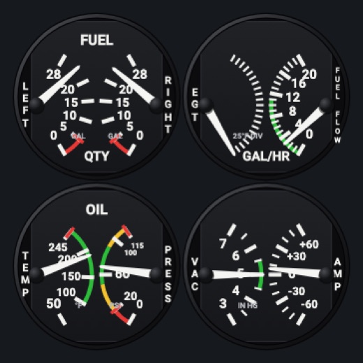 C172 engine gauges (4 in 1): C172 style