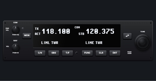 GNC 255-style NAV/COM: NAV/COM 1