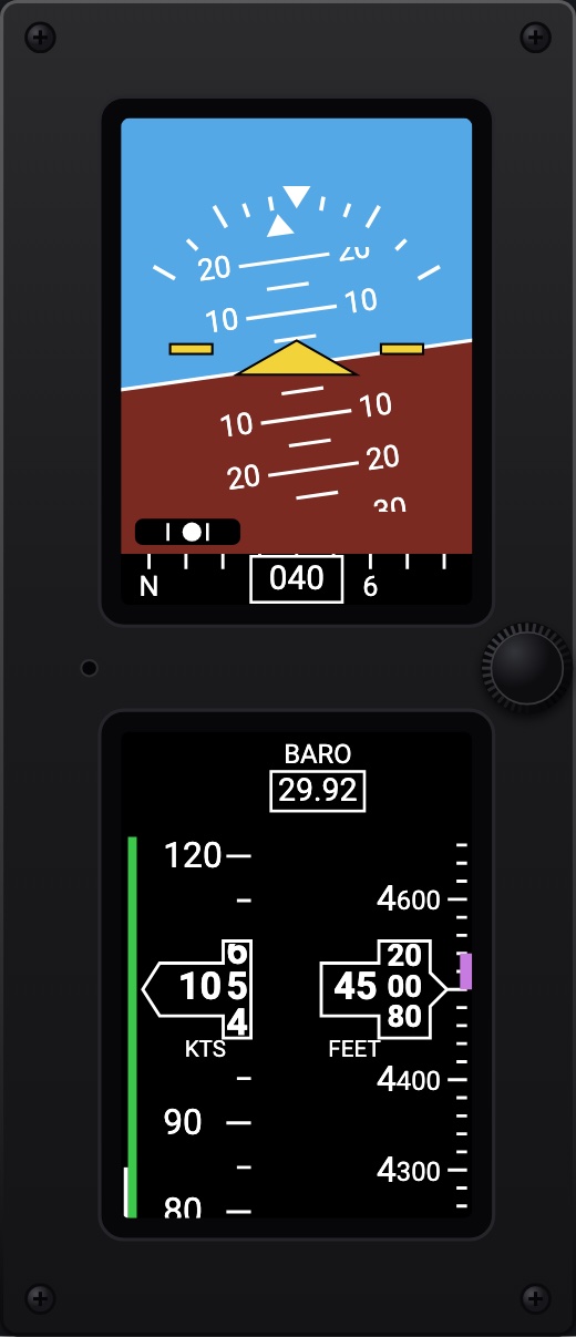 MD302-style standby attitude module: Portrait