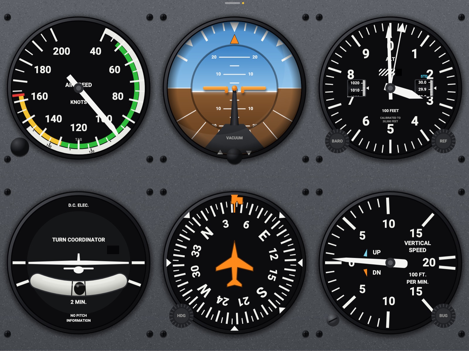 The analog six-pack on an iPad